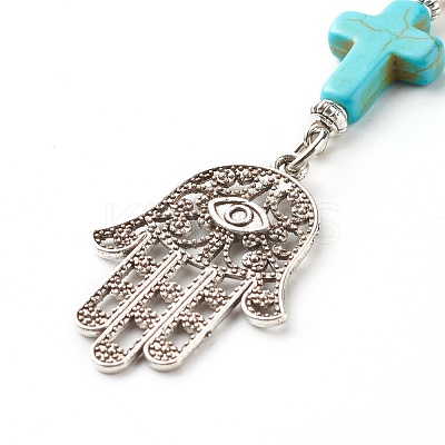 Synthetic Howlite Bead and Synthetic Turquoise beads Keychain KEYC-JKC00267-04-1