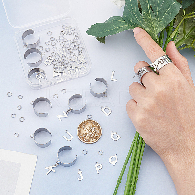 DIY Alphabet Charm Cuff Ring Making Kit DIY-UN0005-66-1