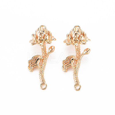 Brass Birth Flower Connector Charms KK-S364-232-1