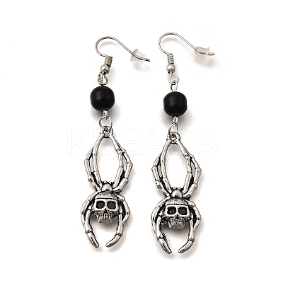 Halloween Alloy Skull Dangle Earrings LS-EJEW-K316-01C-AS-1