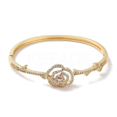 Brass Micro Pave Clear Cubic Zirconia Hinged Bangles for Women BJEW-Z061-22B-1