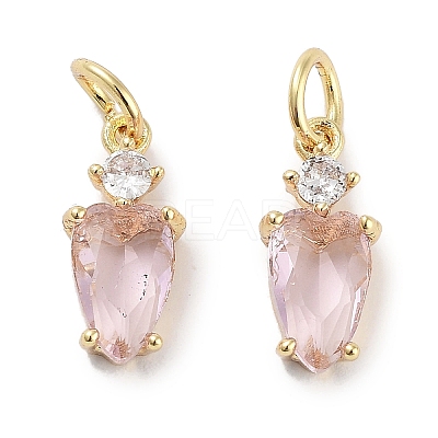 Brass Micro Pave Cubic Zirconia Charms KK-C051-09G-03-1