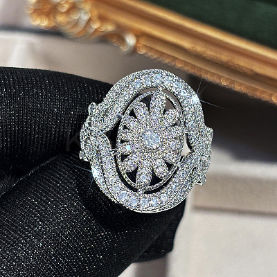 Brass Micro Pave Cubic Zirconia Finger Rings for Women FS-WGE2DD0-04-1