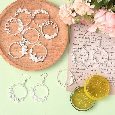 12Pcs 6 Style Alloy Open Back Bezel Pendants FIND-YW0007-36-1