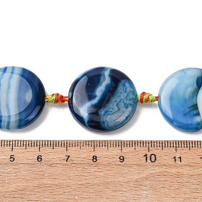 Natural Striped Agate/Banded Agate Coin Beads Strands G-NH0040-01H-1