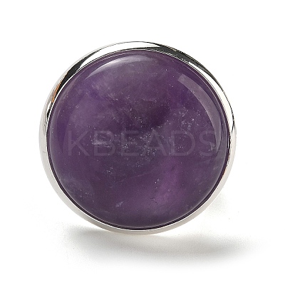 Natural Amethyst Round Adjustable Rings RJEW-K371-09S-21-1