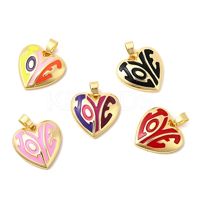 Brass Enamel Pendants KK-I378-19G-B-1