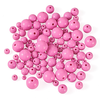 100Pcs 5 Styles Opaque Acrylic Beads MACR-TADJ0001-12F-1