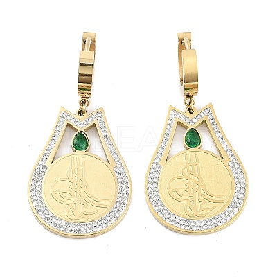 304 Stainless Steel Glass Dangle Earrings EJEW-L283-065G-1