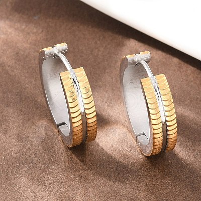 304 Stainless Steel Two Tone Hoop Earrings EJEW-L307-02GP-1