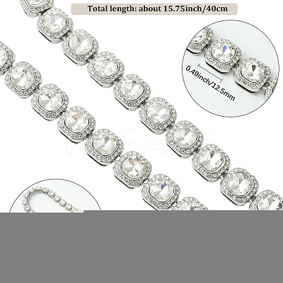1Pc Zinc Alloy Pave Square Clear Glass Tennis Necklaces for Womem NJEW-SP0001-07S-1