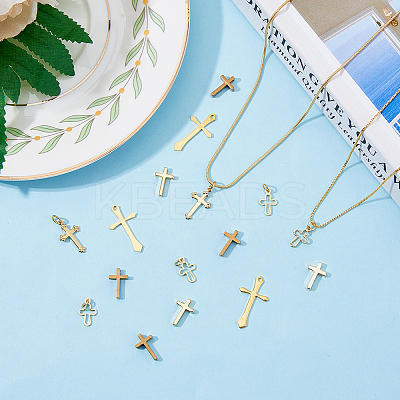 36Pcs 6 Style Long-Lasting Plated Brass Charms KK-FH0005-19-1