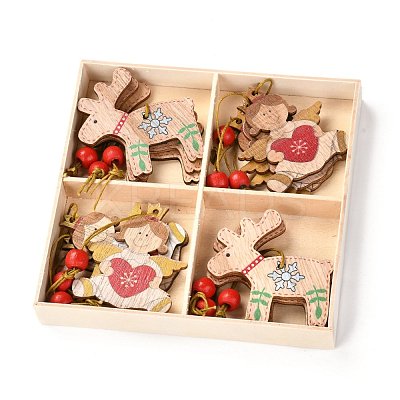Christmas Theme Wood Big Pendant Decorations HJEW-F011-04-1