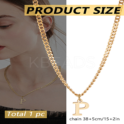 1Pc 304 Stainless Steel Letter Pendant Necklaces NJEW-LP0001-33P-G-1