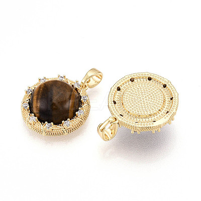 Natural Tiger Eye Pendants KK-N258-11G-1