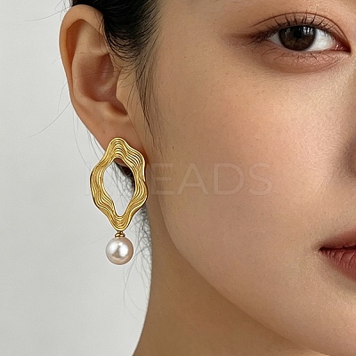 304 Stainless Steel Stud Dangle Earrings SA-CBA751F-11G-1