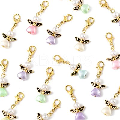 32Pcs Angel Imitation Pearl Acrylic with Alloy Pendant Decorations HJEW-FS00040-02-1