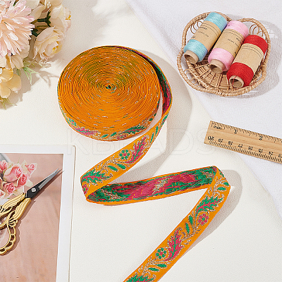 10 Yards Ethnic Style Embroidery Polyester Ribbons OCOR-FG0002-26A-1