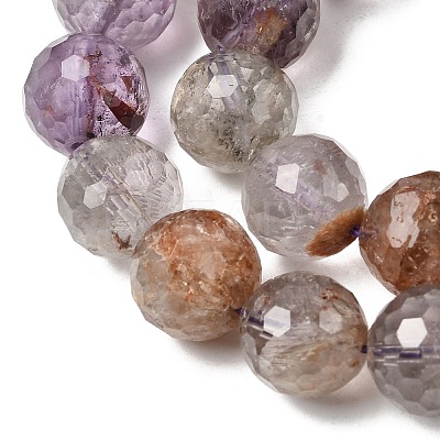 Natural Purple Phantom Quartz Purple Lodolite Quartz Round Beads Strands G-Z127-B01-12mm-1