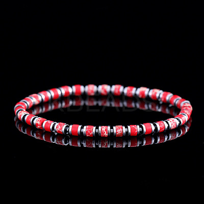 Natural & Dyed Imperial Jasper Beaded Stretch Bracelets for Men GC1206-1-1