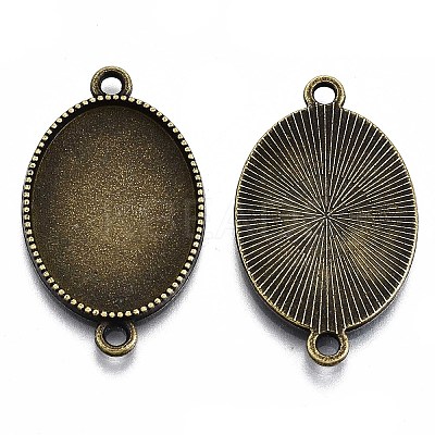 Tibetan Style Oval Alloy Cabochon Connector Settings LS-TIBE-Q038-002B-AB-NR-1