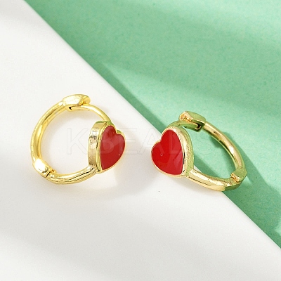 Heart Brass Enamel Hoop Earrings LS-EJEW-S277-03G-1