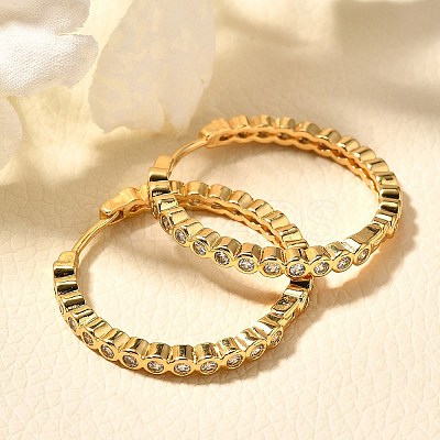 Rack Plating Brass Micro Pave Clear Cubic Zirconia Hoop Earrings for Women EJEW-C125-17A-G-1