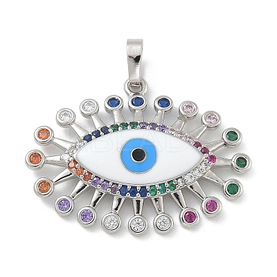 Rack Plating Brass Micro Pave Cubic Zirconia with Enamel Pendants KK-G515-46P-1