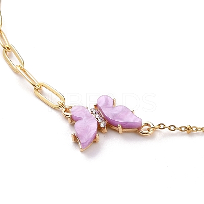 Brass Micro Pave Cubic Zirconia Butterfly Pendant Necklaces NJEW-JN03239-1