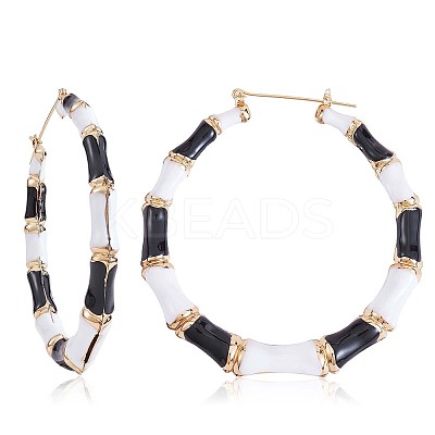 Enamel Bamboo Big Hoop Earrings JE976B-1