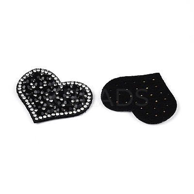 Heart Hotfix Glass Rhinestone with Cloth Patches PATC-T002-02B-1