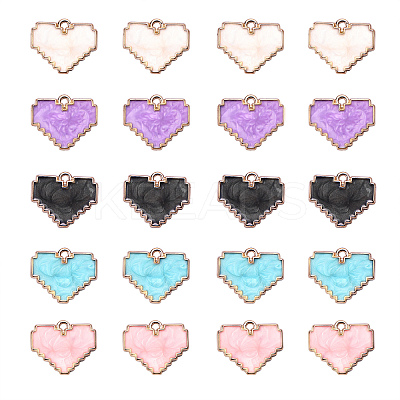 70Pcs 5 Colors Light Gold Plated Alloy Enamel Pendants ENAM-CJ0001-94-1