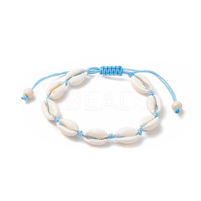 Natural Shell & Synthetic Turquoise Braided Bead Bracelet for Women BJEW-JB09245-01-1