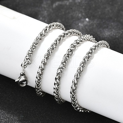 Tarnish Resistant Trendy Men's 201 Stainless Steel Wheat Chain Necklaces NJEW-L043A-45P-1