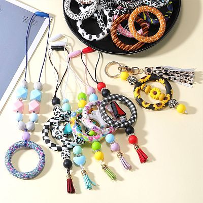 5Pcs Ring Food Grade Eco-Friendly Silicone Beads JX893C-1