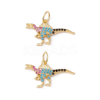 Rack Plating Brass Micro Pave Colorful Cubic Zirconia Pendants ZIRC-C040-48B-G-1