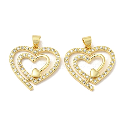 Rack Plating Brass Micro Pave Cubic Zirconia Pendants KK-F869-05G-1