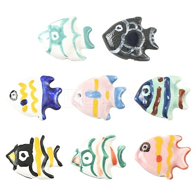 8Pcs 8 Colors Handmade Porcelain Beads PORC-FS0001-52-1
