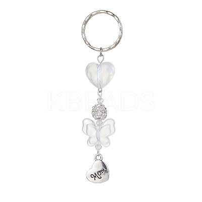 Mother's Day Alloy Heart with Word Mom Pendant Keychain KEYC-JKC00599-1