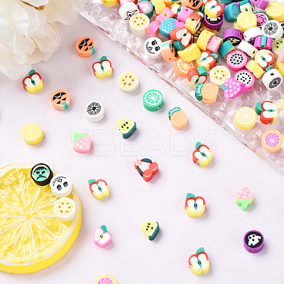 100pcs 5 Styles Handmade Polymer Clay Beads CLAY-YW0002-14-1