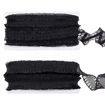 2 Cards 2 Styles Polycotton Pleated Elastic Lace Ribbon OCOR-FG0001-69B-1