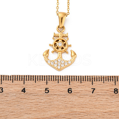 304 Stainless Steel Crystal Rhinestone Anchor Pendant Necklaces LS-NJEW-Z057-01B-G-1
