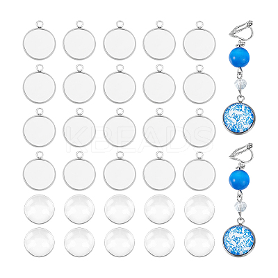DIY Blank Dome 304 Stainless Steel Pendant Making Kits DIY-UN0056-03A-1