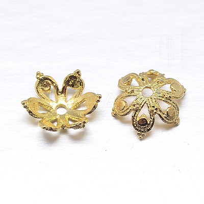 Real 18K Gold Plated 6-Petal 925 Sterling Silver Bead Caps STER-M100-03-1