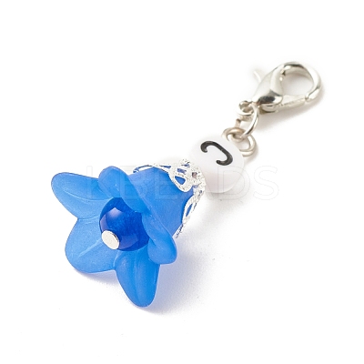 Frosted Flower Transparent Acrylic Pendant Decoration HJEW-JM00628-03-1