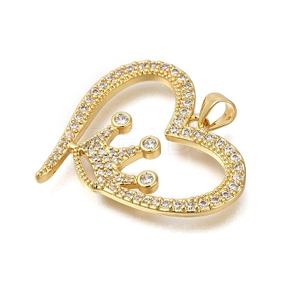 Rack Plating Brass Micro Pave Cubic Zirconia Pendants ZIRC-F142-03G-02-1