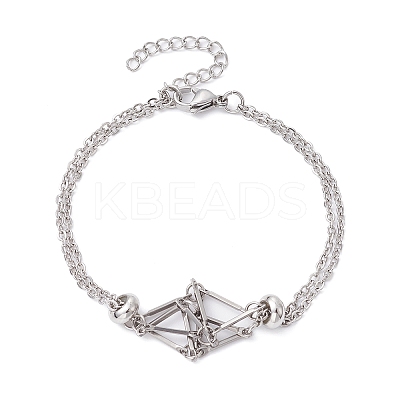 Tarnish Resistant 201 Stainless Steel Macrame Pouch Braided Gemstone Holder Bracelet Making BJEW-JB09620-02-1