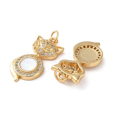 Brass Micro Pave Clear Cubic Zirconia Pendants KK-B083-34C-G-1