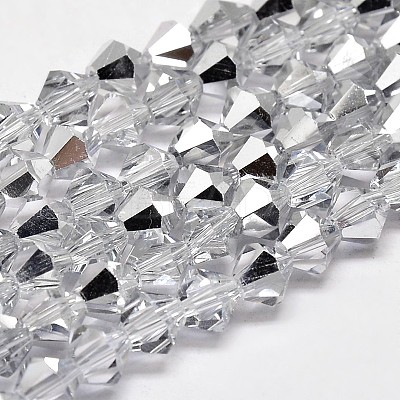 Imitate Austrian Crystal Electroplate Bicone Glass Faceted Bead Strands X-GLAA-F029-6x6mm-B01-1