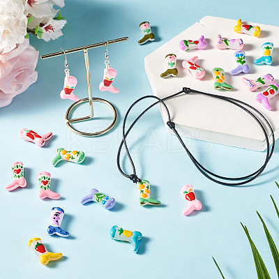 22Pcs 11 Colors Painted Glass Beads Enamel Beads BLOW-TA0001-09-1